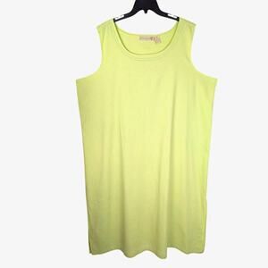Jane Ashley Tru lime green Chartreuse linen dress 3X minor flaw